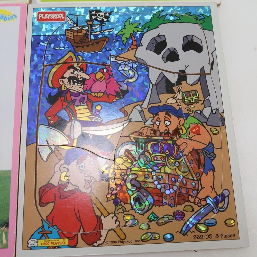 Disney Aladdin Teletubbies Pirates Raggedy Playskool Wooden Tray Puzzles Lot